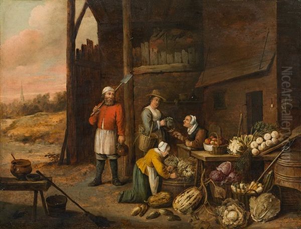 Vegetable Seller Oil Painting by Thomas Van Apshoven