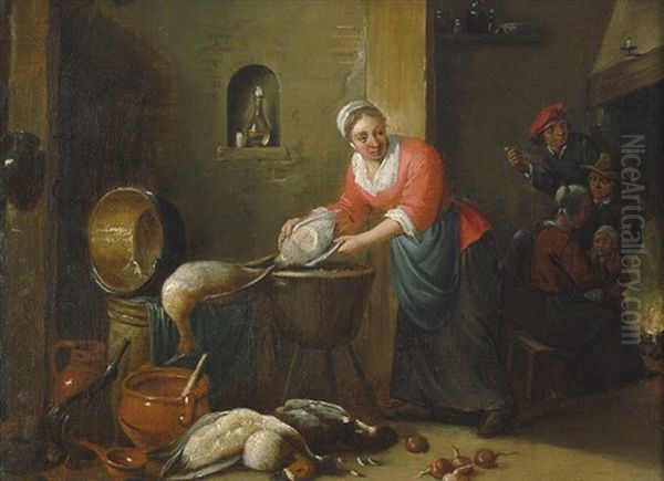 Kucheninterieur Mit Einer Magd, Die Das Geflugel Rupft Oil Painting by Thomas Van Apshoven