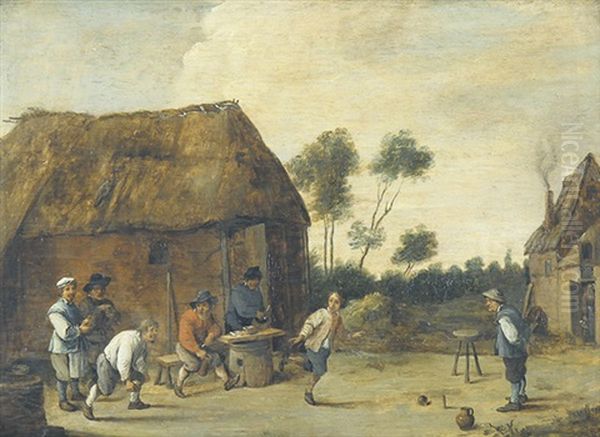 Bauern Beim Boulespiel Oil Painting by Thomas Van Apshoven