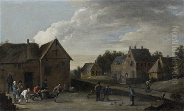 Les Joueurs De Boules Oil Painting by Thomas Van Apshoven