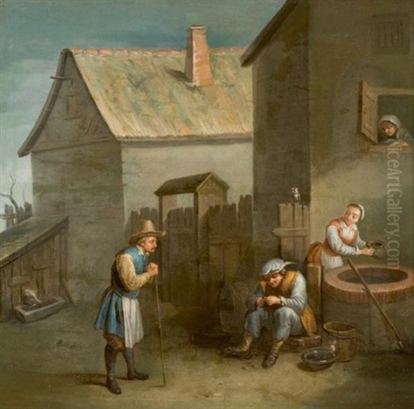 Scene Animee Dans Une Cour De Ferme by Thomas Van Apshoven