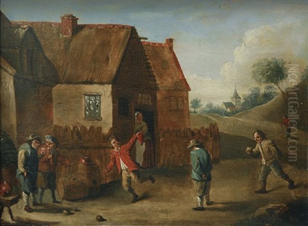 Men Playing Boule Oil Painting by Thomas Van Apshoven