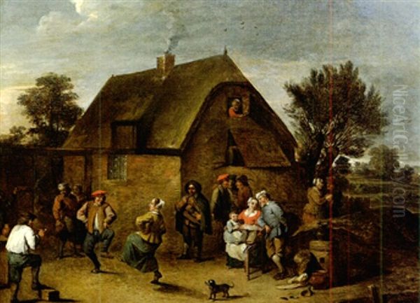 Rejouissances Paysannes Devant Une Auberge Oil Painting by Thomas Van Apshoven