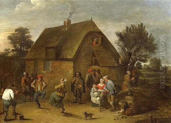 Rejouissances Paysannes Devant Une Auberge Oil Painting by Thomas Van Apshoven