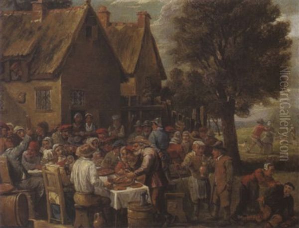 Feiernde Bauern Vor Einem Wirtshaus by Thomas Van Apshoven