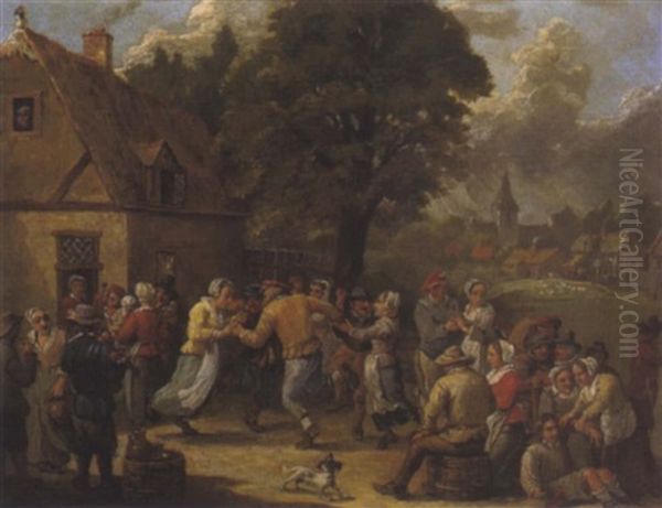 Tanzende Bauern Vor Einem Wirtshaus Oil Painting by Thomas Van Apshoven