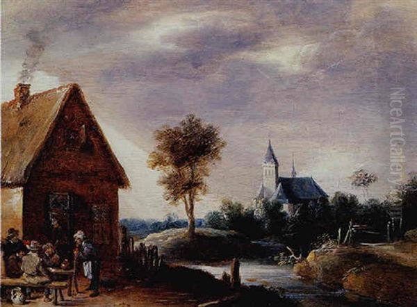 Le Repas Devant L'auberge Oil Painting by Thomas Van Apshoven