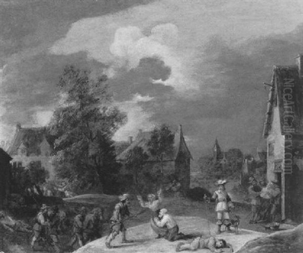 Plundernde Soldateska In Einem Dorf Oil Painting by Thomas Van Apshoven