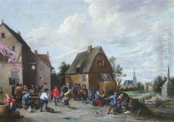 Rejouissances Villageoises Devant L'auberge Oil Painting by Thomas Van Apshoven