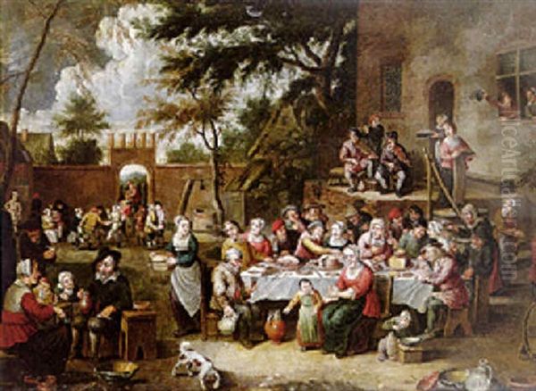 Le Festin Dans La Cour De L'auberge Oil Painting by Thomas Van Apshoven