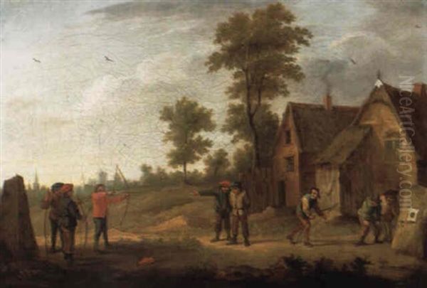 Bogenschutzen Vor Einem Bauernhaus Oil Painting by Thomas Van Apshoven