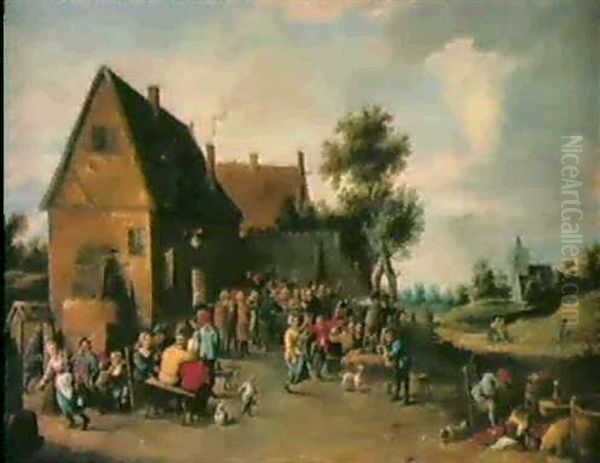 Landliches Fest Vor Einem Wirtshaus Oil Painting by Thomas Van Apshoven