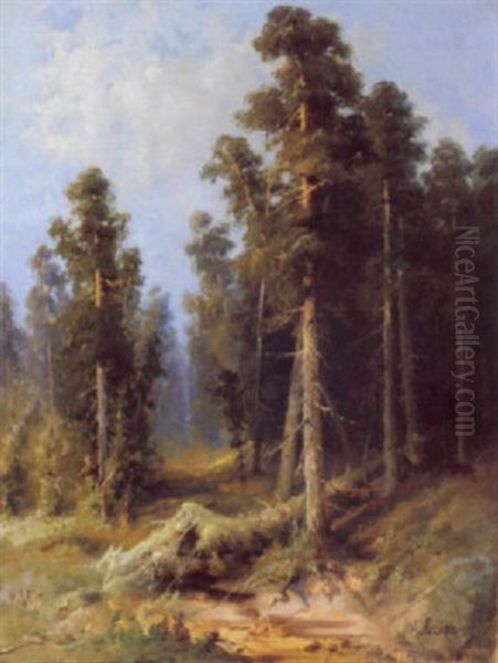 Light In The Woods Oil Painting by Aleksandr Petrovich Apsit