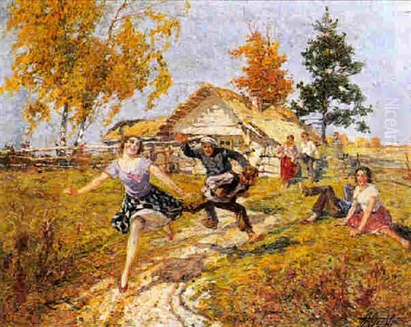 The Chase Oil Painting by Aleksandr Petrovich Apsit