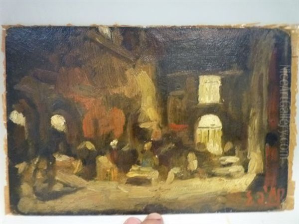 Les Halles Oil Painting by Edouard D' Apvril