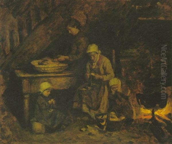 La Preparation Du Souper Oil Painting by Edouard D' Apvril