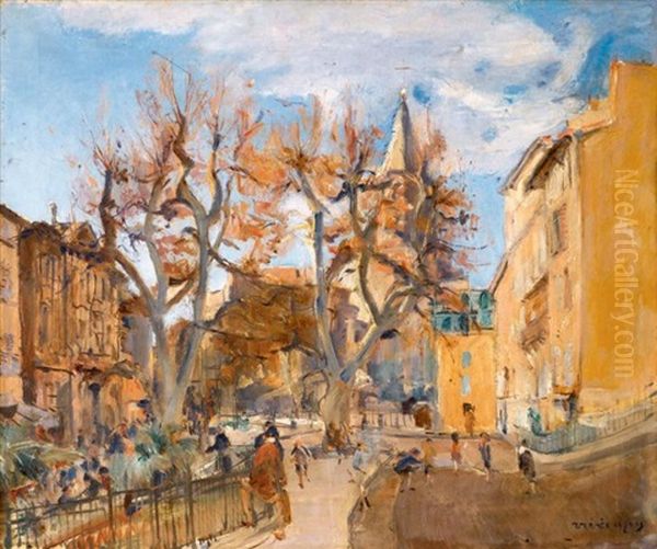 Square Des Batignolles Oil Painting by Charles-Joseph Apy-Vives