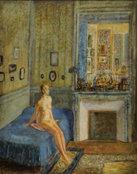 Nu Dans La Chambre Bleue Oil Painting by Alexis Paul Arapov