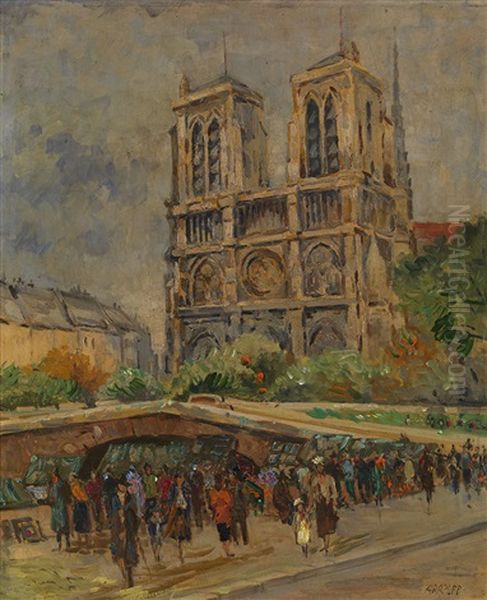 View Of Notre Dame De Paris Oil Painting by Alexis Paul Arapov