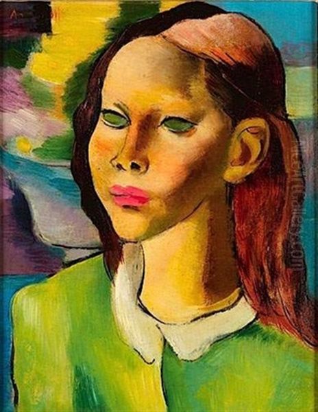 Jeune Fille A La Blouse Verte Oil Painting by Alexis Paul Arapov