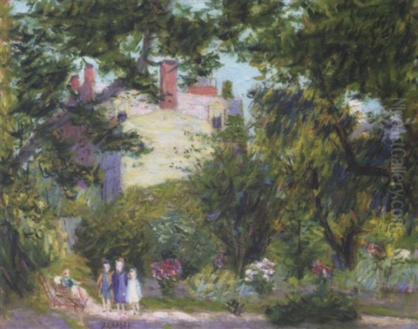 The Artist's Children In Walcott Garden Oil Painting by Alexis Paul Arapov