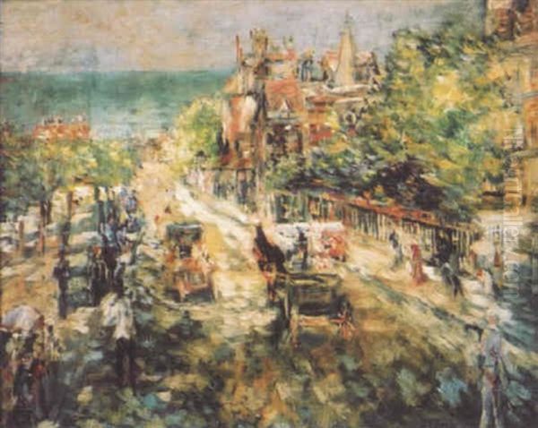 Promenade Au Bord De La Mer Oil Painting by Anatoli Afanas'evich Arapov