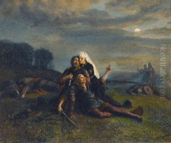 After The Battle Oil Painting by Peter Nicolai Arbo