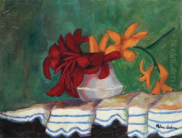 Vase With Lillies Oil Painting by Nina Arbore