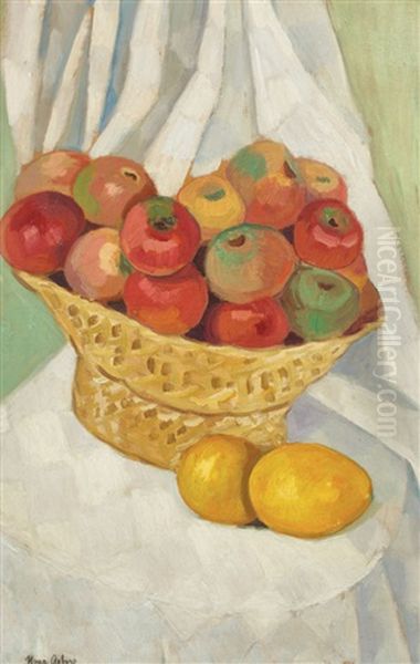 Apple Basket Oil Painting by Nina Arbore