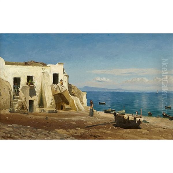 Marinan Vid Capri Oil Painting by Olof Arborelius