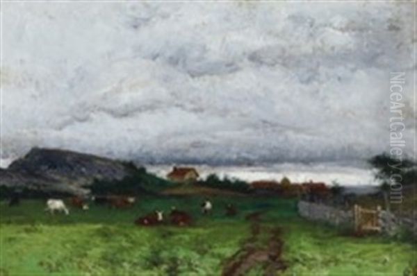 Pasture With Cows Oil Painting by Olof Arborelius