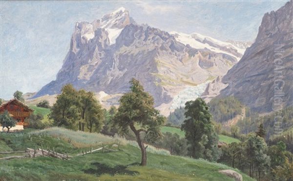 Motiv Fran Wetterhorn, Schweiz Oil Painting by Olof Arborelius