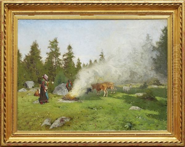 Pa Fabovallen Oil Painting by Olof Arborelius