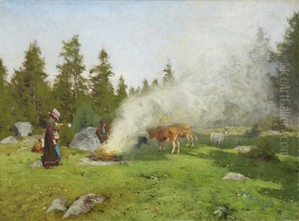 Pa Fabovallen Oil Painting by Olof Arborelius