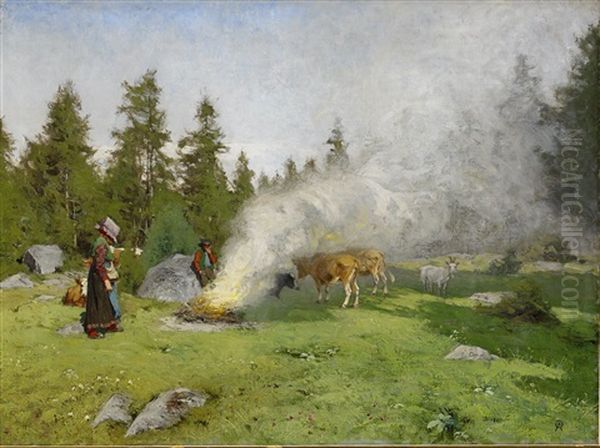 Pa Fabovallen Oil Painting by Olof Arborelius