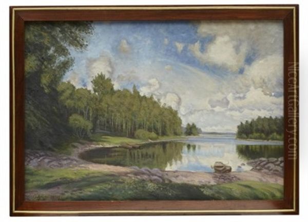 Utsikt Over En Sjo Vid Engelsberg, Varmland Oil Painting by Olof Arborelius