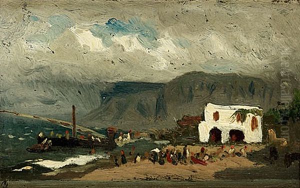 Parlfiskares Ankomst Till Capri Oil Painting by Olof Arborelius