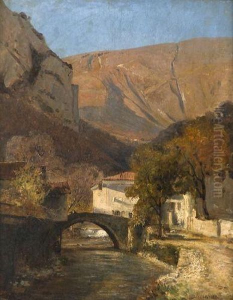 Le Pont De Sassenage Oil Painting by Jean Alexis Achard