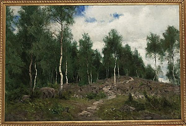 Sommarlandskap Med Bjorkar Oil Painting by Olof Arborelius