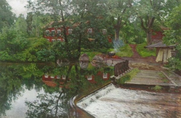 Den Roda Garden Oil Painting by Olof Arborelius