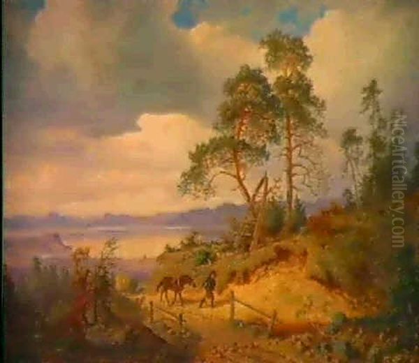 Skogslandskap Oil Painting by Olof Arborelius