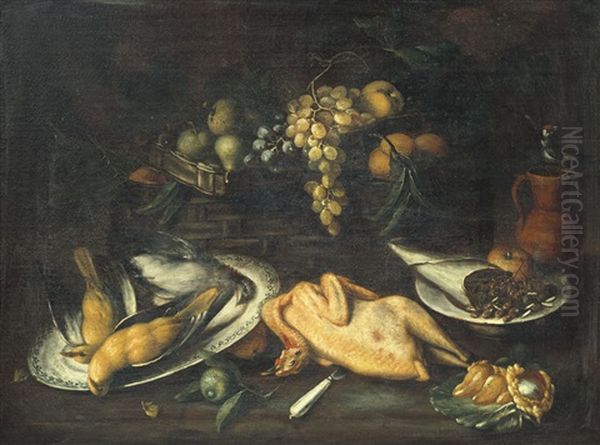 Natura Morta Con Frutta E Cacciagione Oil Painting by Bartolomeo Arbotori