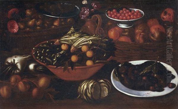 Natura Morta Con Frutta E Verdura Oil Painting by Bartolomeo Arbotori