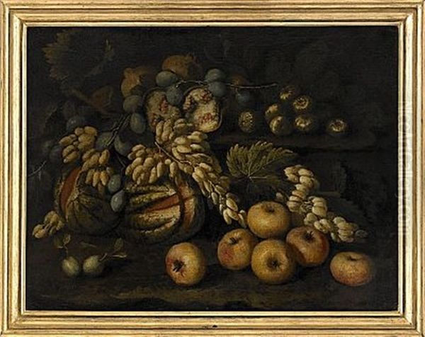 Stilleben Med Applen Och Druvor Oil Painting by Bartolomeo Arbotori