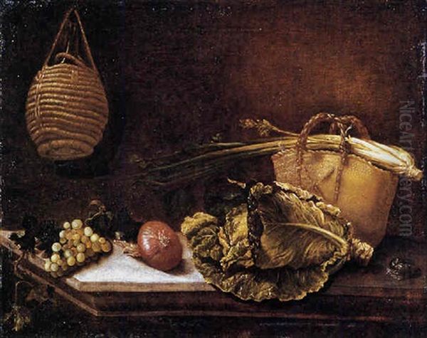 Natura Morta Con Ortaggi Oil Painting by Bartolomeo Arbotori