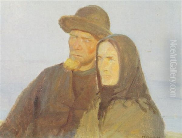 Ole Markstrom Og Hans Kone Oil Painting by Anna Archer