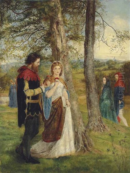 Sir Lancelot And Queen Guinevere Oil Painting by James Archer