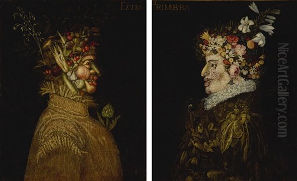 Anthropomorphic Allegories Of Spring And Summer Oil Painting by Giuseppe Arcimboldo