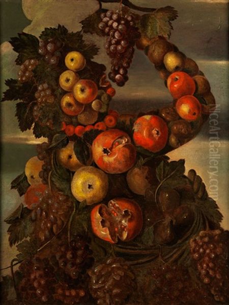 Fruchtestilleben - Zu Einer Menschlichen Figur Komponiert Oil Painting by Giuseppe Arcimboldo