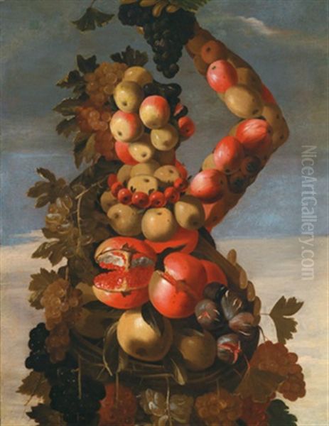 Der Traubenesser, Allegorie Des Herbstes - Il Mangiatore D'uva, Allegoria D'autunno Oil Painting by Giuseppe Arcimboldo